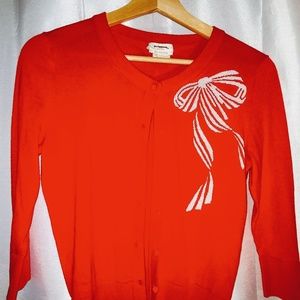 (Kate Spade) Red cardigan sweater with bow